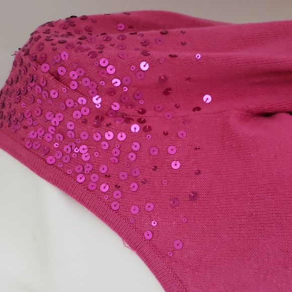 ELLE Magenta Button Cardigan with Sequins, Size: Small - Picture 5 of 15